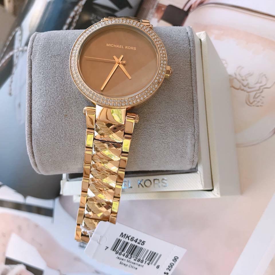 Authentic Michael Kors Women Parker Crystal Bezel Rose Gold Watch