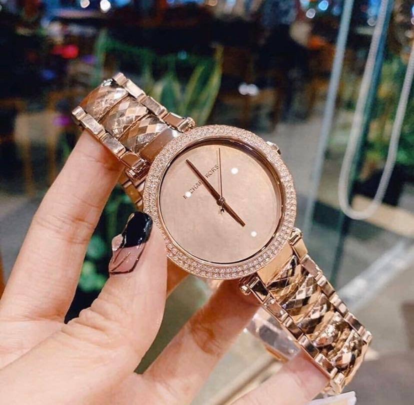 Michael kors rose gold watch with swarovski crystals clearance