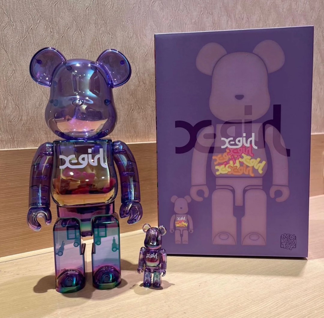 Bearbrick 400% X-girl clear purple, Hobbies & Toys, Toys & Games