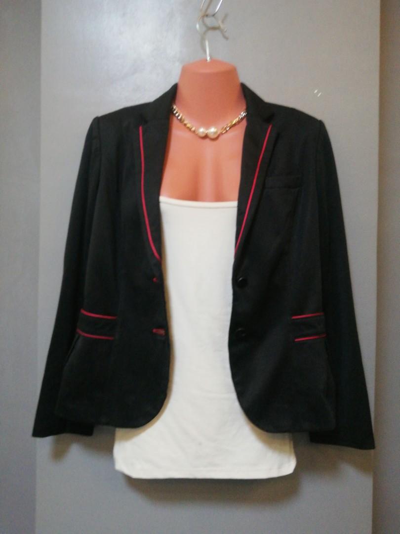 Black blazer with red trim store