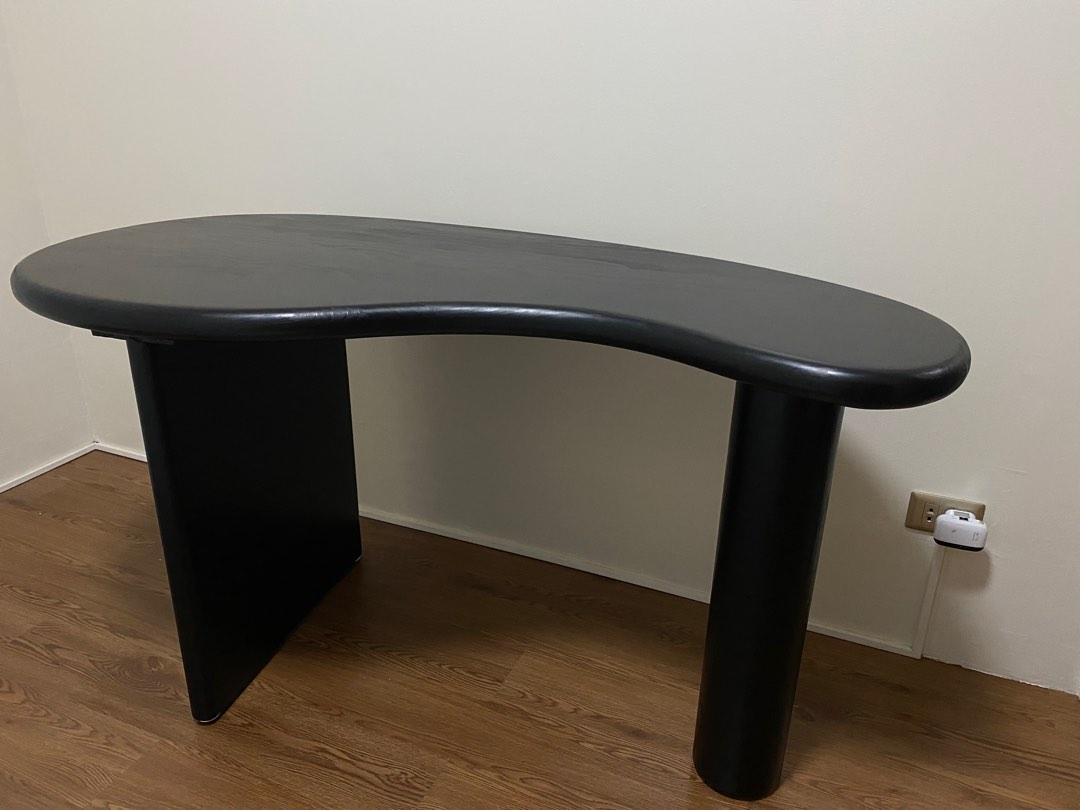 Black Kidney shaped workdesk/table, Furniture & Home Living, Furniture