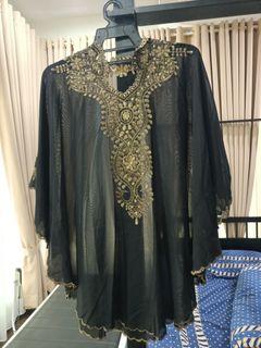 Black sheer blouse with embroidery