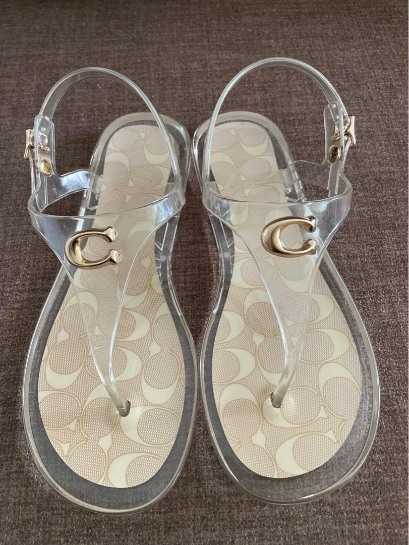 clear and gold sandals