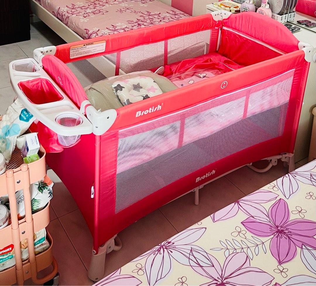 Brotish Multifunctional Portable Cot & Playpen (Pink), Babies & Kids