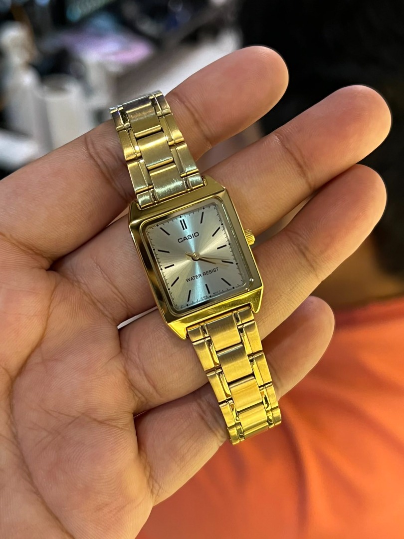 CASIO Analog Gold Stainless Steel Ladies Watch ( Gold Dial Stick ) LTP