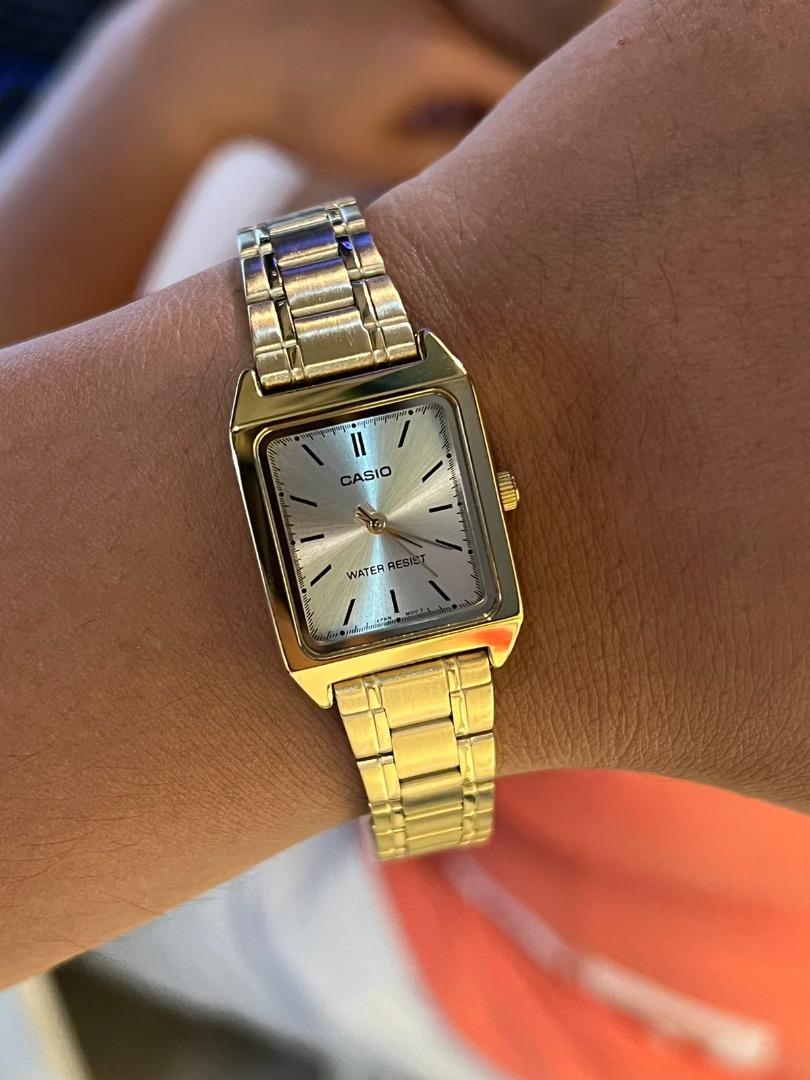 CASIO Analog Gold Stainless Steel Ladies Watch ( Gold Dial Stick ) LTP