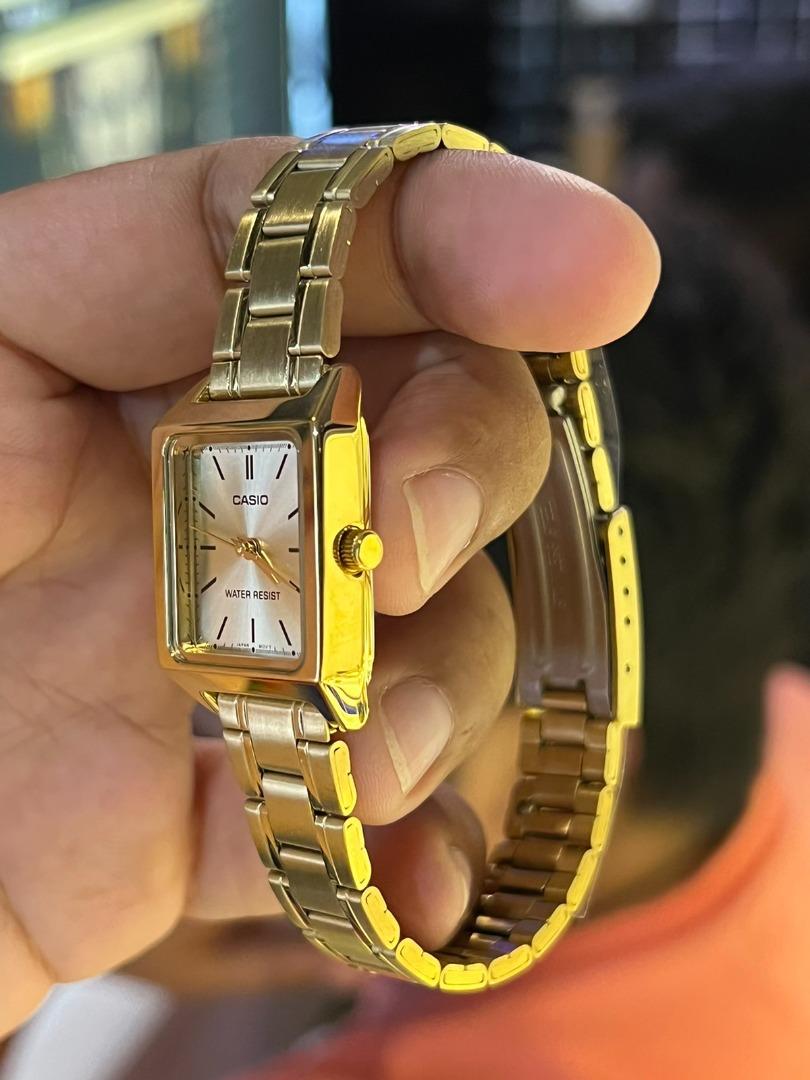 CASIO Analog Gold Stainless Steel Ladies Watch ( Gold Dial Stick ) LTP