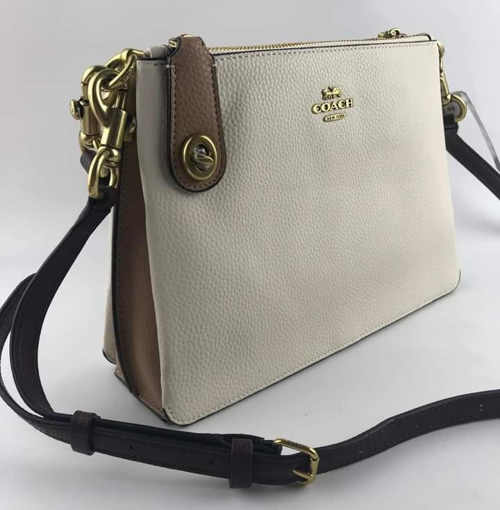 Coach Double Zip Shoulder Bag White Women s Fashion Bags Wallets Cross body Bags on Carousell