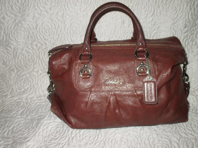 COACH F15447 Ashley Large Satchel Purse Brown Leather Shoulder Bag