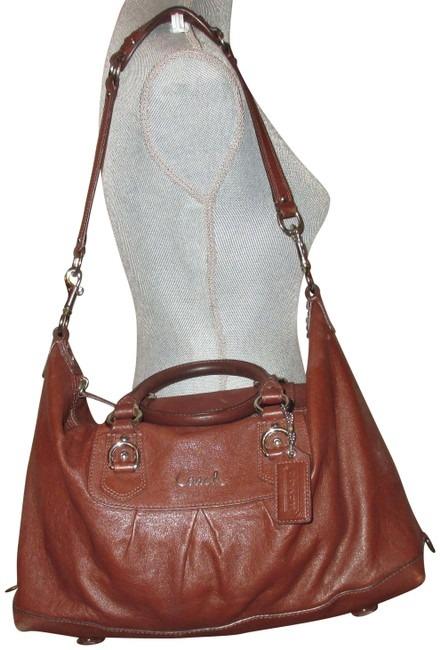 COACH F15447 Ashley Large Satchel Purse Brown Leather Shoulder Bag