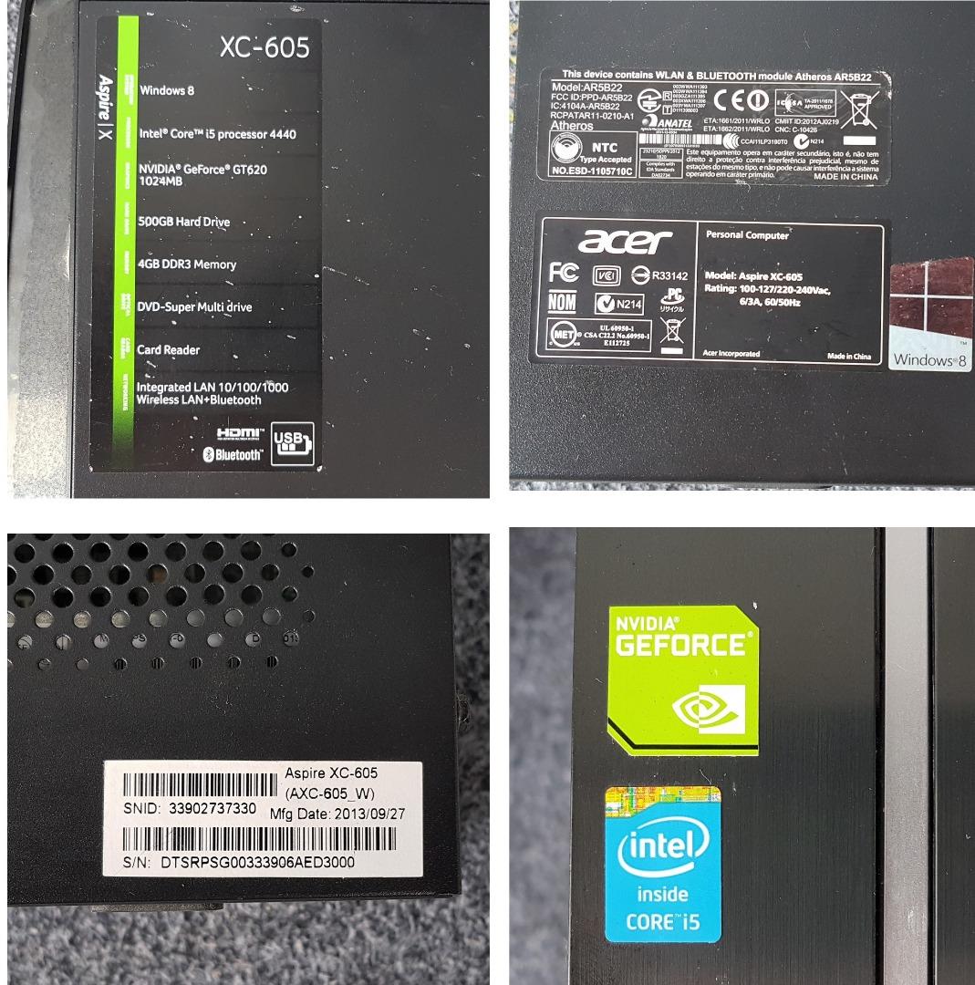 Complete Acer Aspire XC-605 PC, HDMI, WLAN, Bluetooth, USB, Window 8 ...