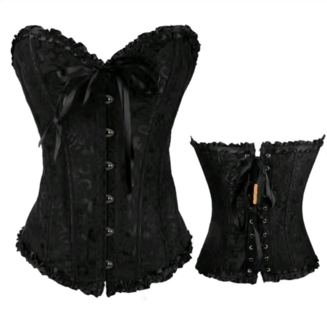 Black steel bone corset, Women's Fashion, New Undergarments & Loungewear on  Carousell