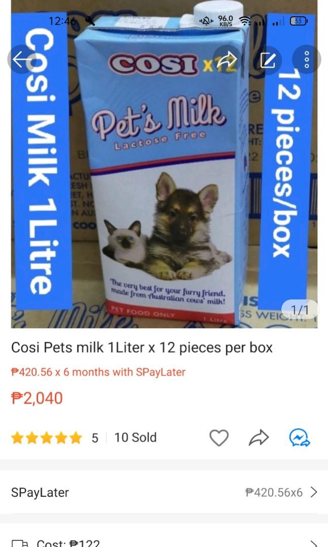 Cosi pets milk 1L 12pcs/1box, Pet Supplies, Pet Food on Carousell
