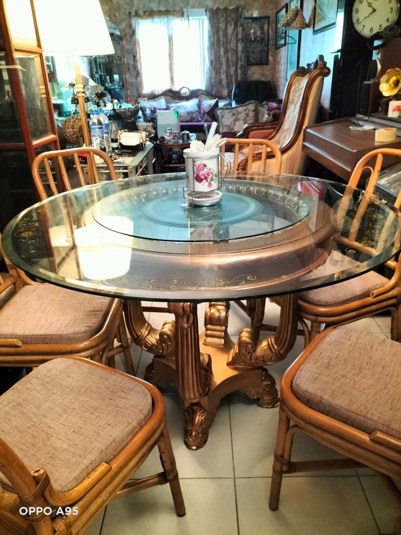 fella design table and rattan chair, Furniture & Home Living, Furniture