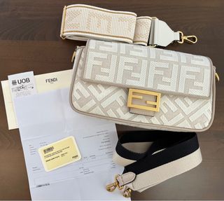 fendi white canvas bag