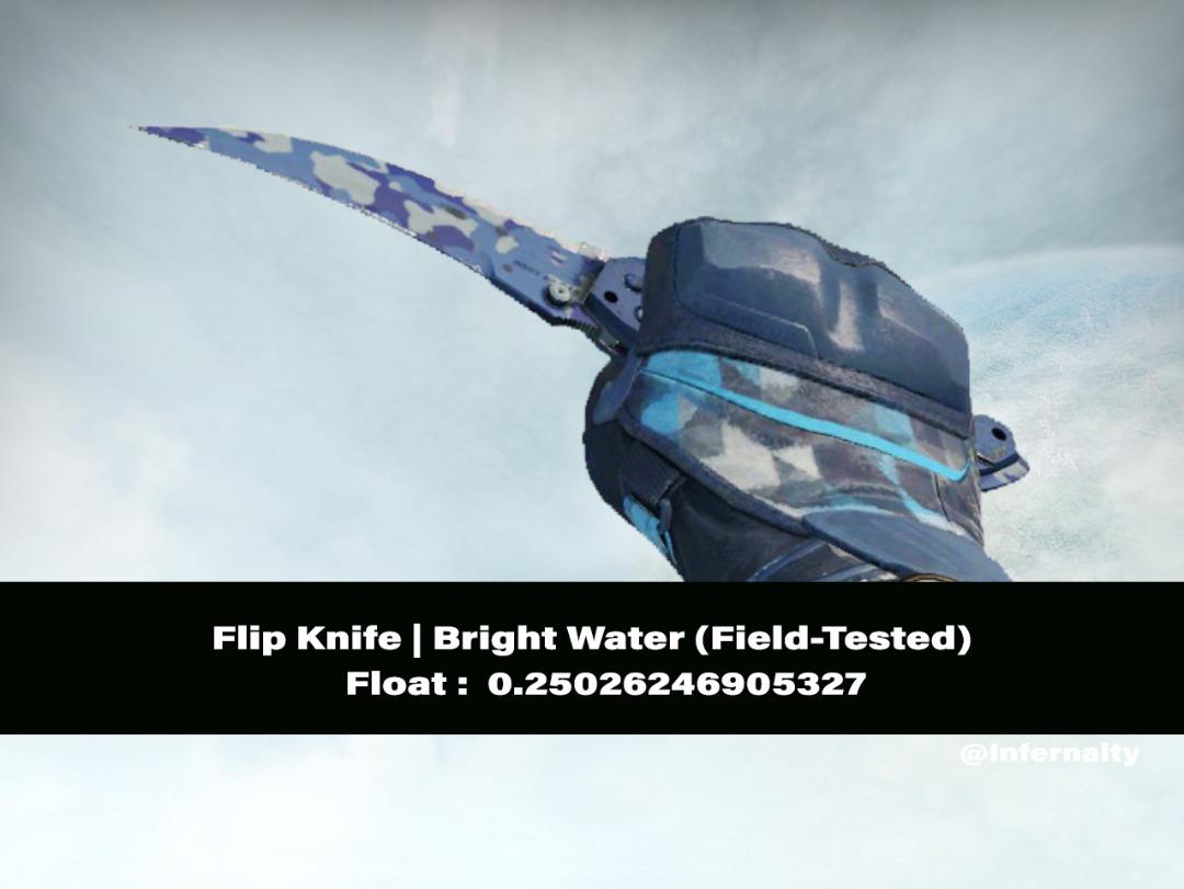 Flip Knife Bright Water FT CSGO SKINS KNIVES, Video Gaming, Gaming