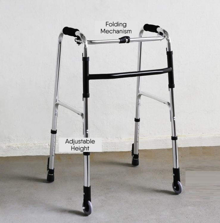 Foldable Walking Frame With Front Castors Rollator Wheels, Health ...