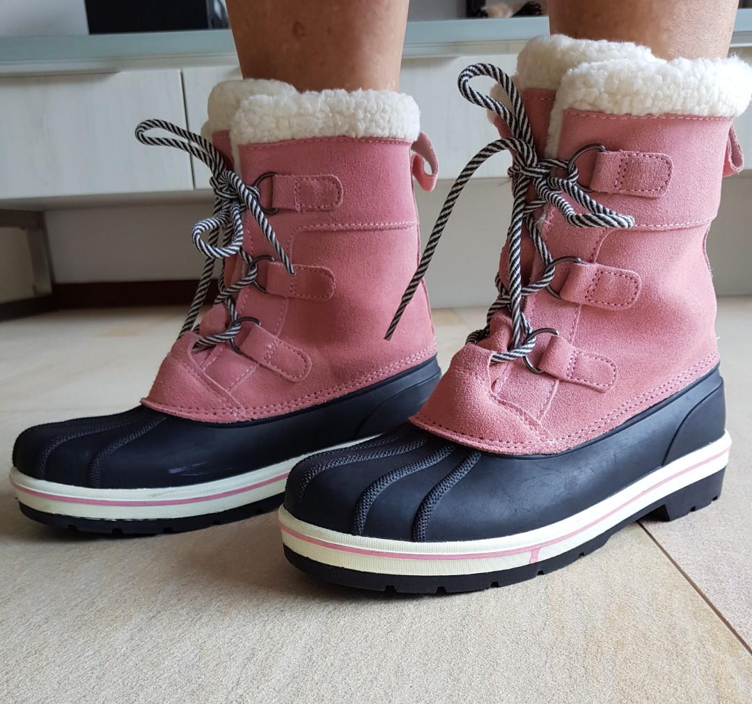 GIRLS LADIES WINTER SNOW SKI SNOWBOARD BOOTS Waterproof Pink