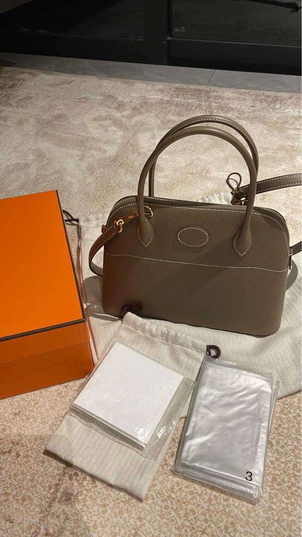 Hermes Bolide bag 27 Etoupe grey Epsom leather Gold hardware