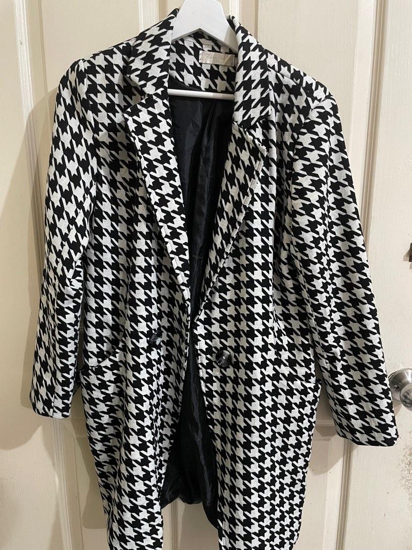 Houndstooth Trench Coat, Women's Fashion, Coats, Jackets and Outerwear