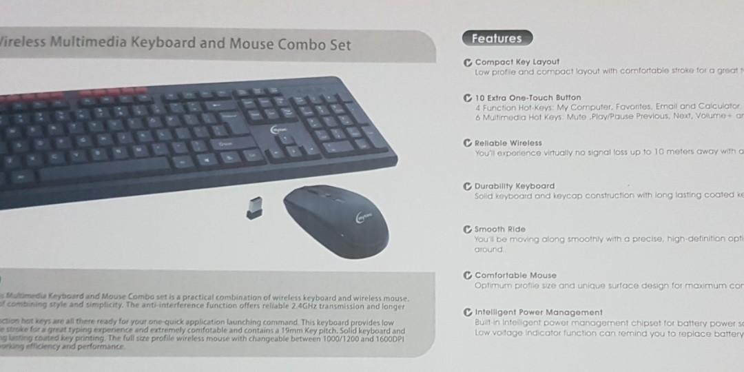 Hytac Wireless Keyboard & Mouse Set, Computers & Tech, Parts