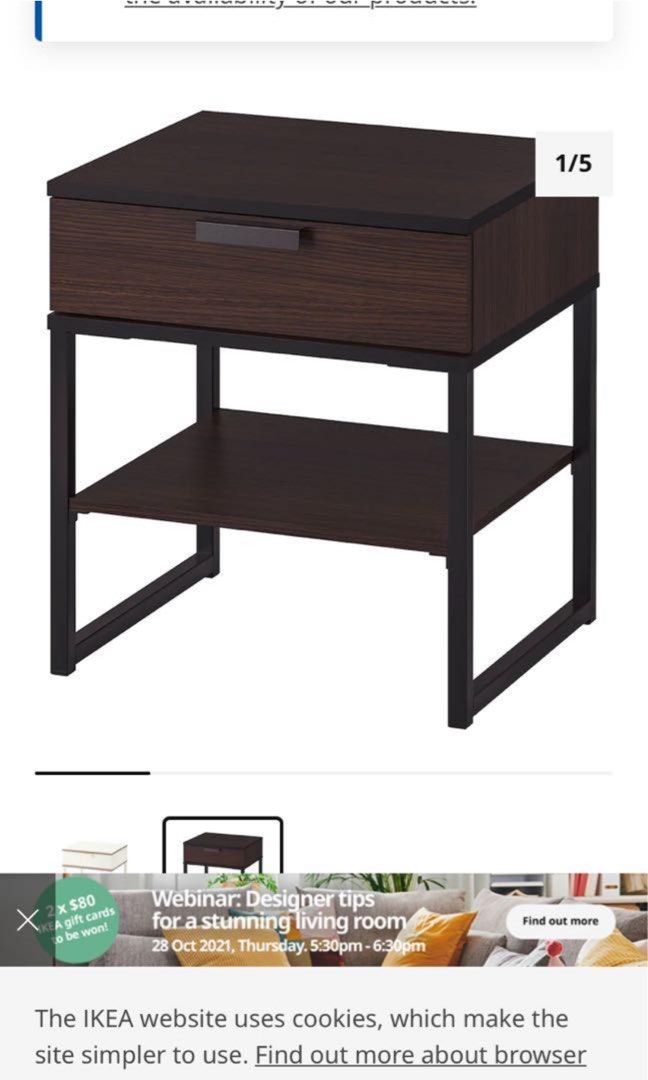 IKEA bed side table, Furniture & Home Living, Furniture, Tables & Sets