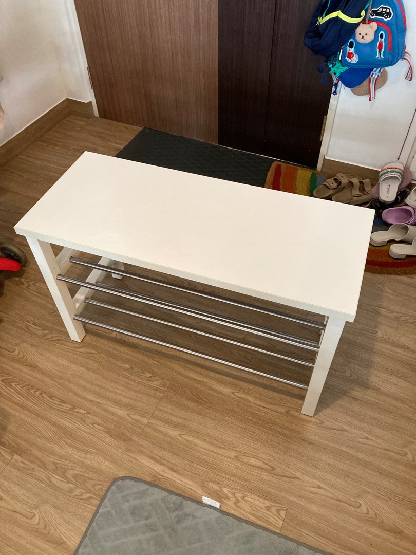 IKEA TJUSIG Shoe Bench White, Furniture & Home Living, Furniture, Shelves, & Racks on