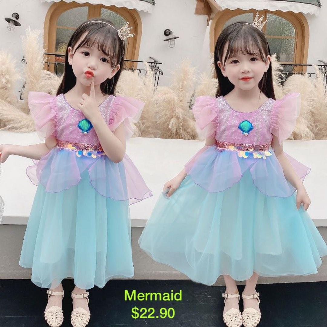 Amazon.com: Mermaid Dress, Girls Mermaid Dress Princess Dress for Little  Girls,Kids Toddler Summer Tulle Party Sleeveless Tutu Dress(Blue Pink  5-6T): Clothing, Shoes & Jewelry
