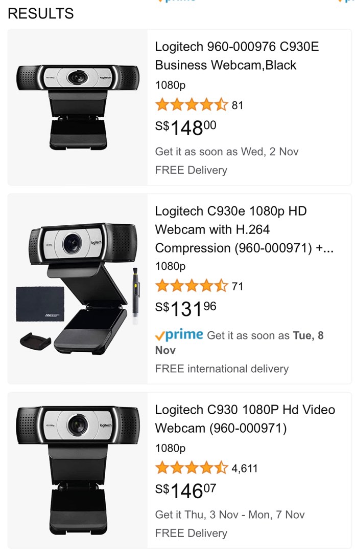 Logitech C930e - 1080P HD Video Webcam - Black - 960-000971
