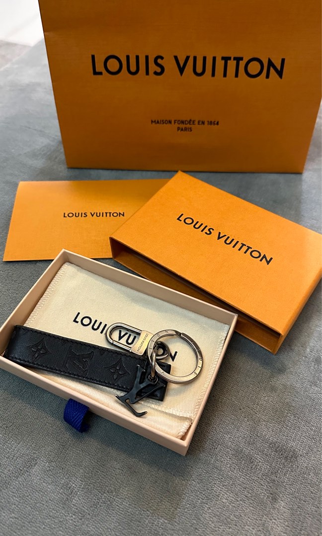 LOUIS VUITTON Calfskin LV Shape Dragonne Bag Charm Key Holder