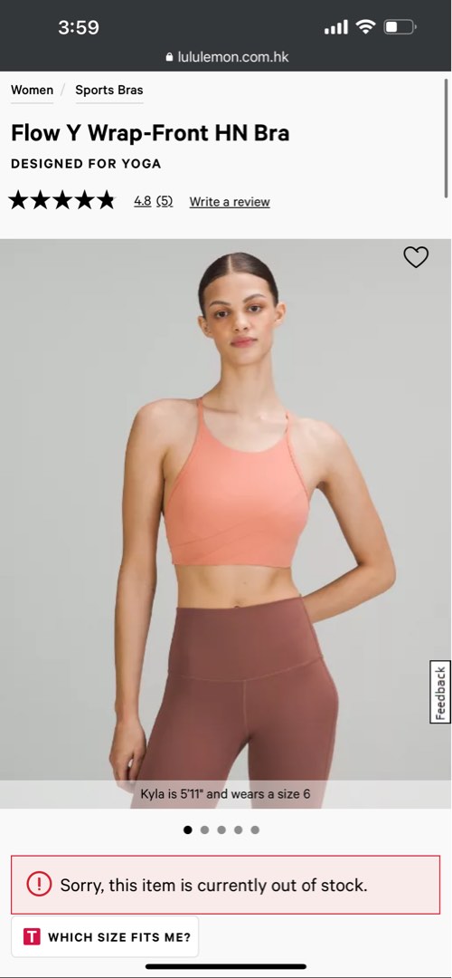 Lululemon Lululemon Flow Y Nulu Bra Light Support Pink Lychee Size 6