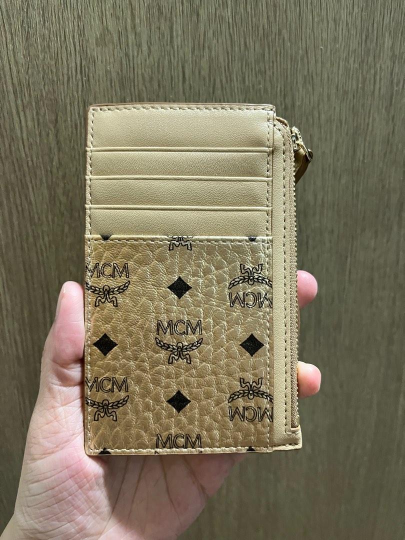 MCM Lanyard Card Holder in Visetos Original (Gold), Women's Fashion