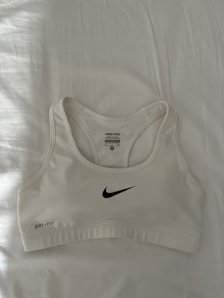 white nike pro sports bra