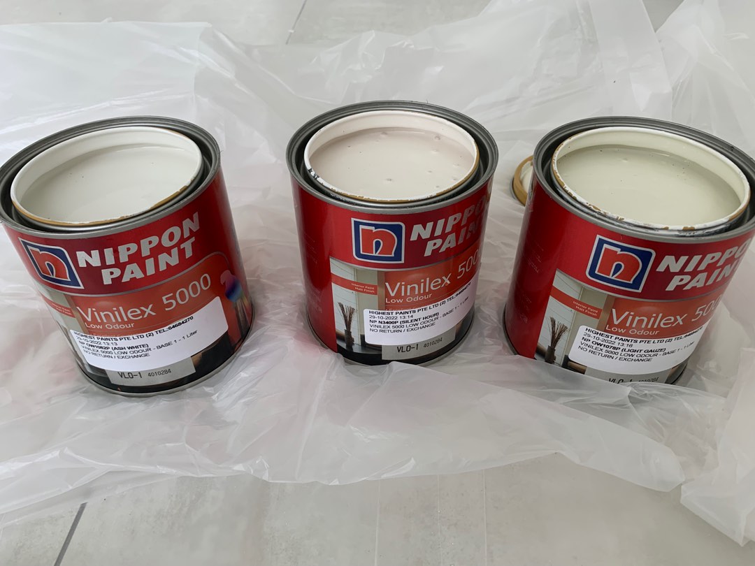Nippon Paint Ash White, Light Gauze, Silent Hour, Cool Spring, Bonito