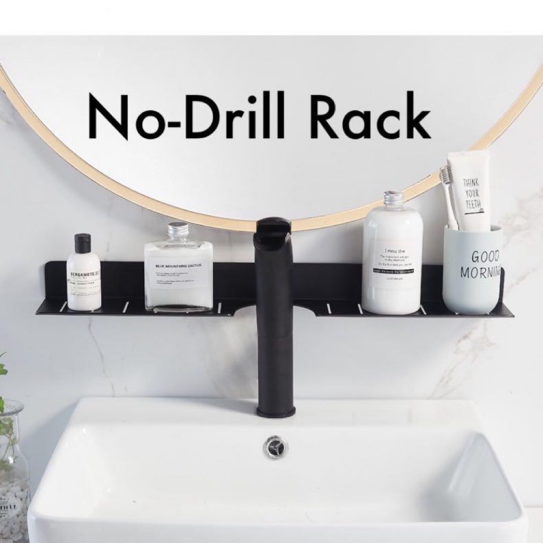 No-Drill Bathroom Sink Rack Space-Saving U-Shaped Sink Rack Black 50cm ...