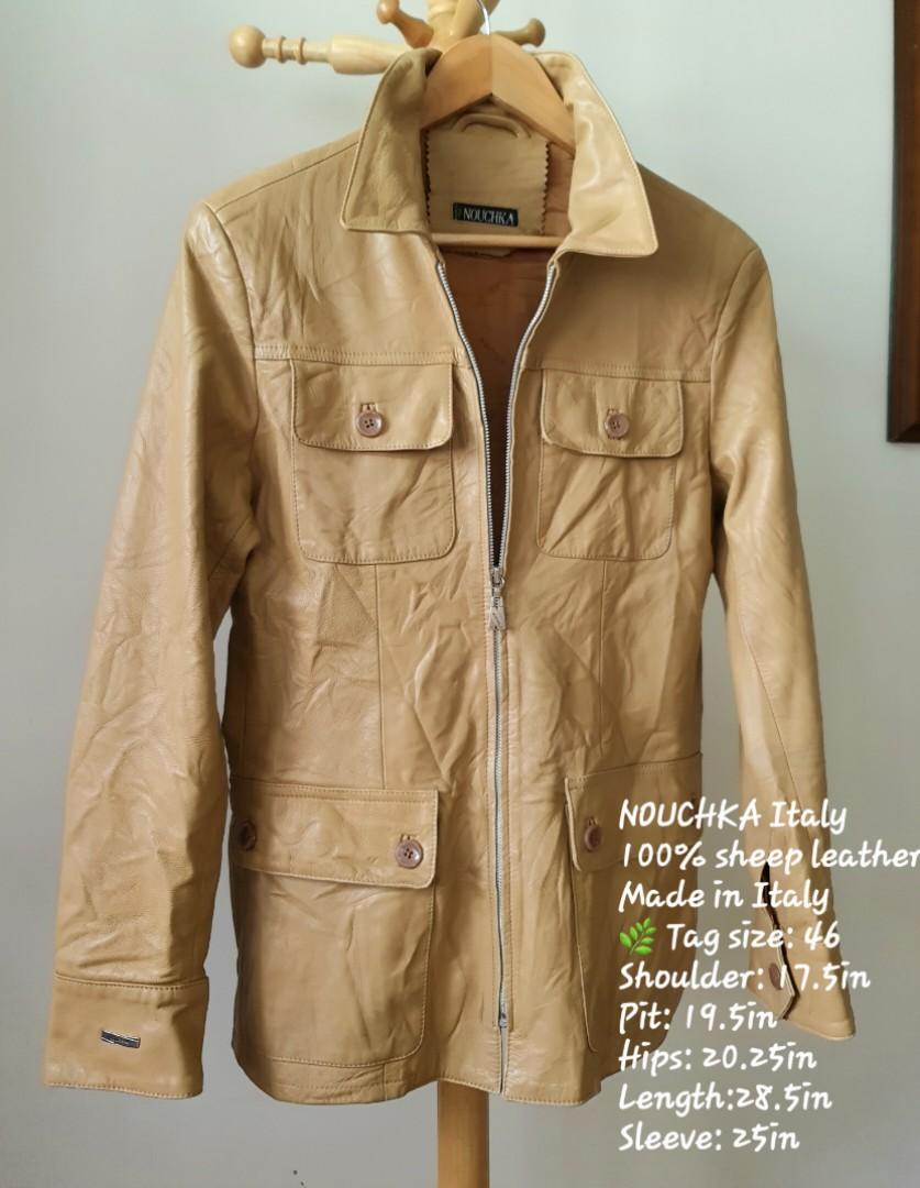 NOUCHKA Italy 100% leather bush safari jacket