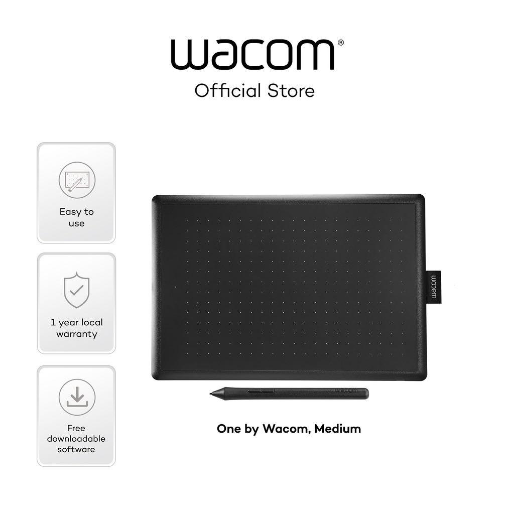 One By Wacom Medium - Drawing Tablet With Pen, Stylus Battery-free