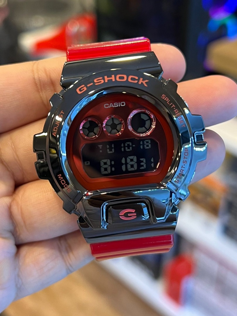 Original 25th Anniversary G Shock Metal Bezel Digital Red Resin Strap Mens Watch Gm 6900b 4dr