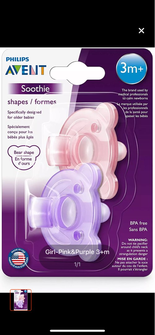 Philips Avent Soothie Pacifier 3m+, Babies & Kids, Nursing & Feeding