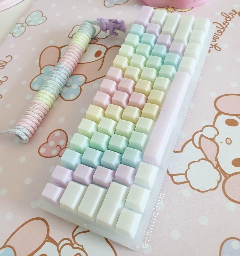 POM jelly keycaps pastel rainbow top engraving, Computers & Tech, Parts