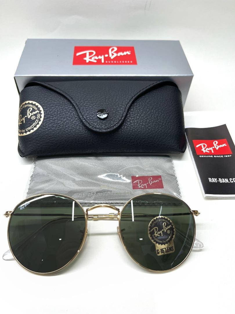 Rayban Round Metal Sunglasses 3447 001 Men s Fashion Watches