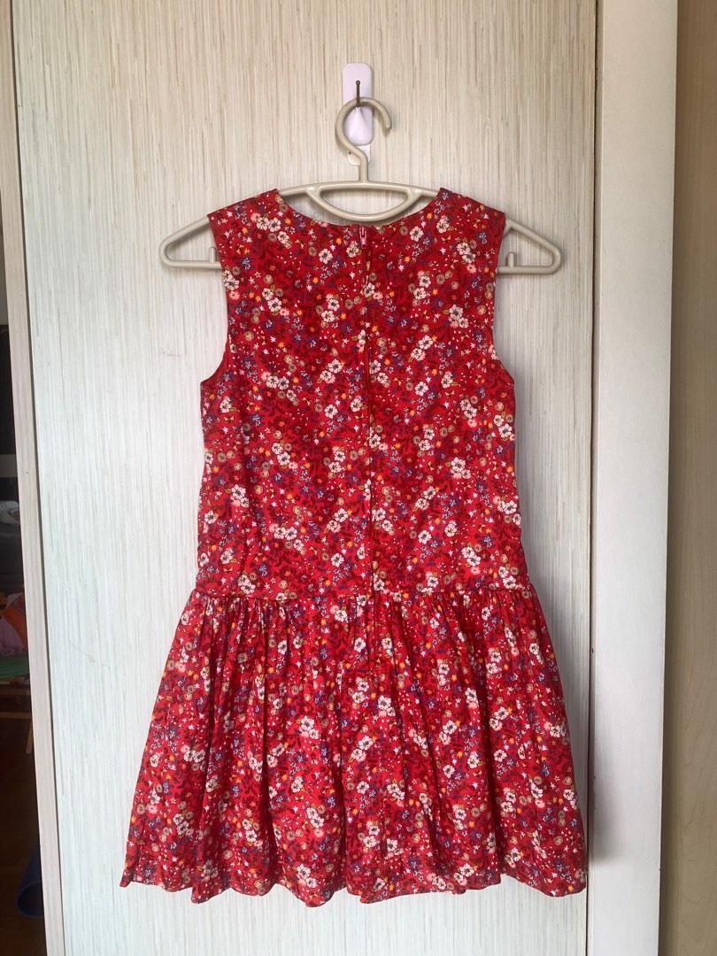 Girls red floral discount dress