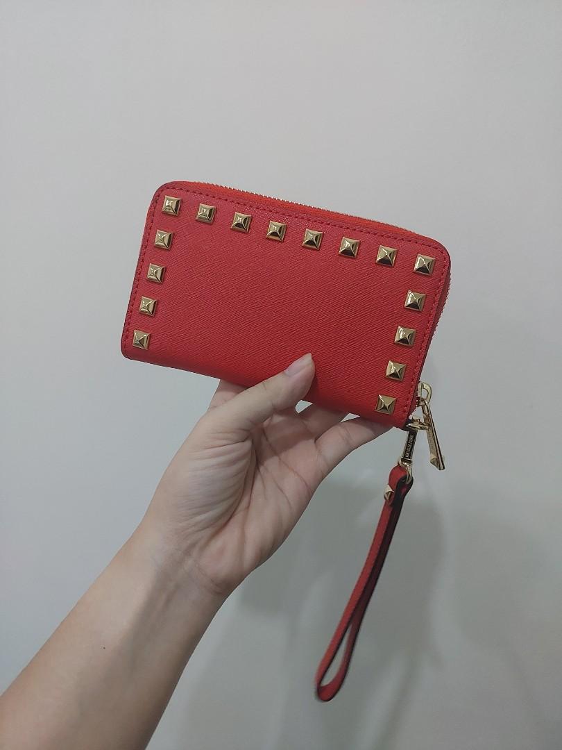 Red Michael Kors Studded Wallet