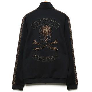 Roen 黑金 刺繡 骷樓 鉚釘 豹紋 夾克 立領外套