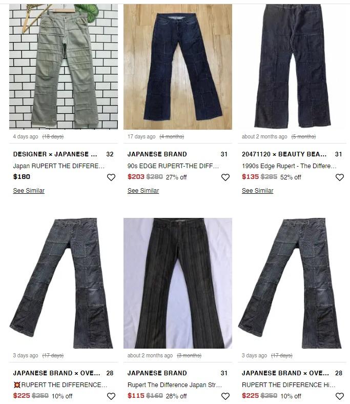 RUPERT THE DIFFERENCE Hickory Stripes Patchwork Flare Denim Pants
