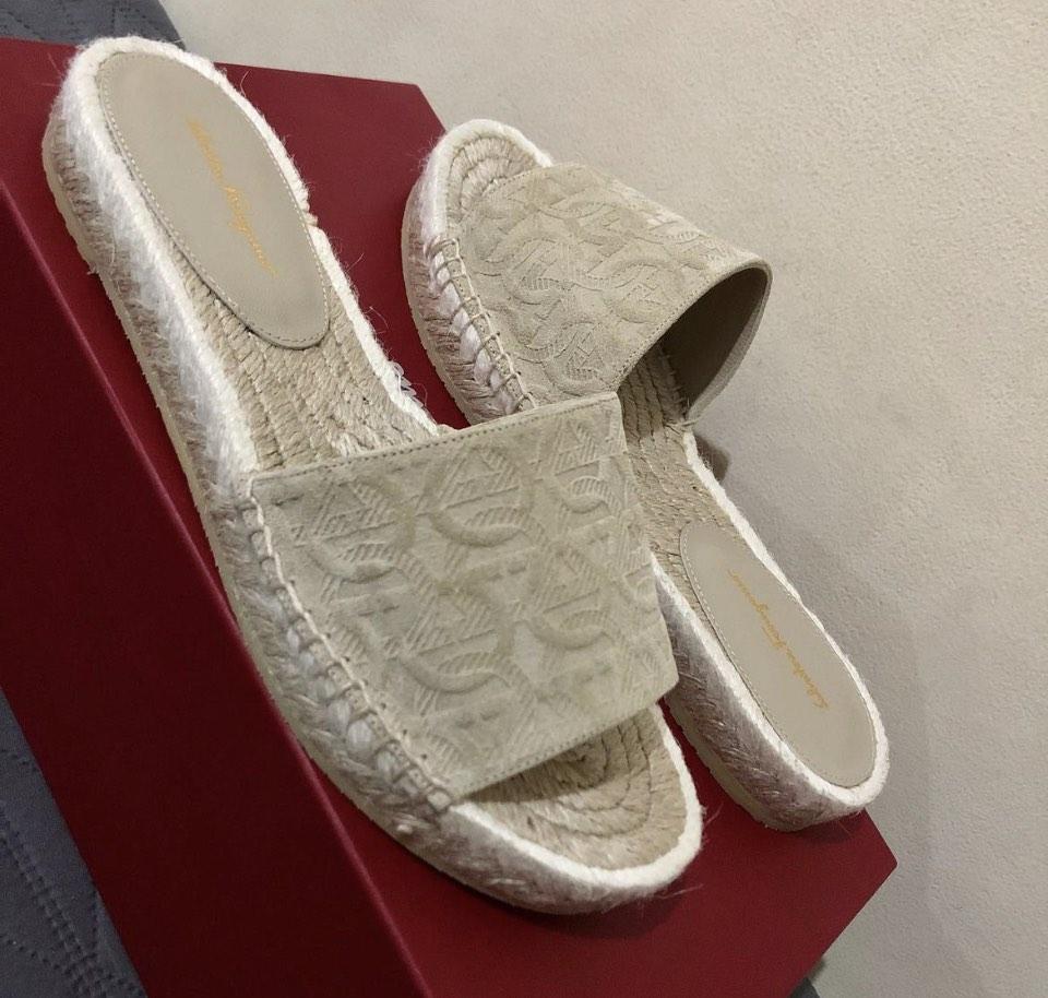 ferragamo slides blue