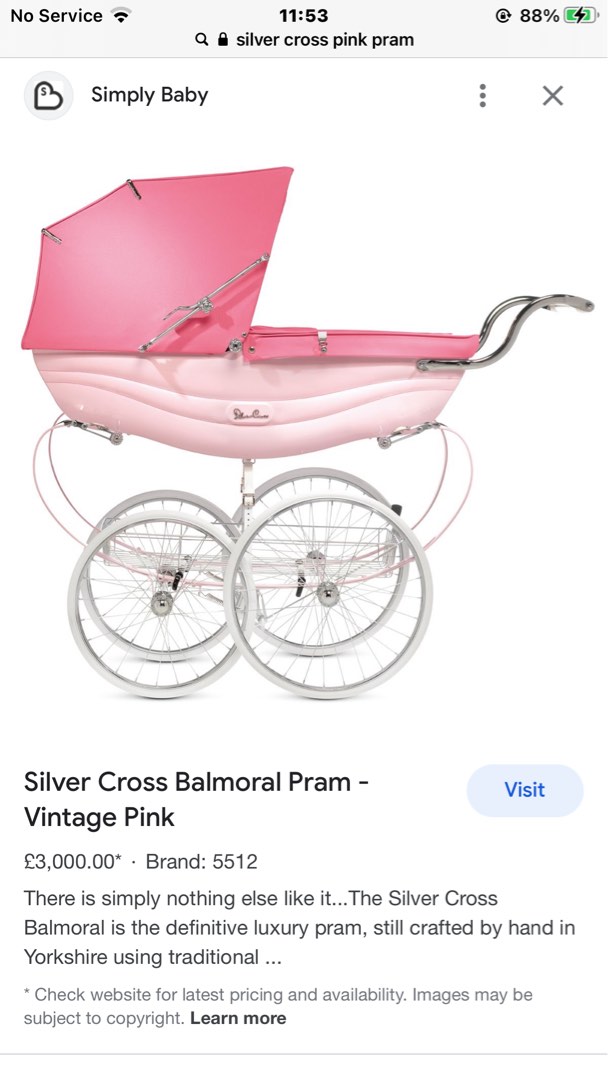 Silver cross hotsell pram price