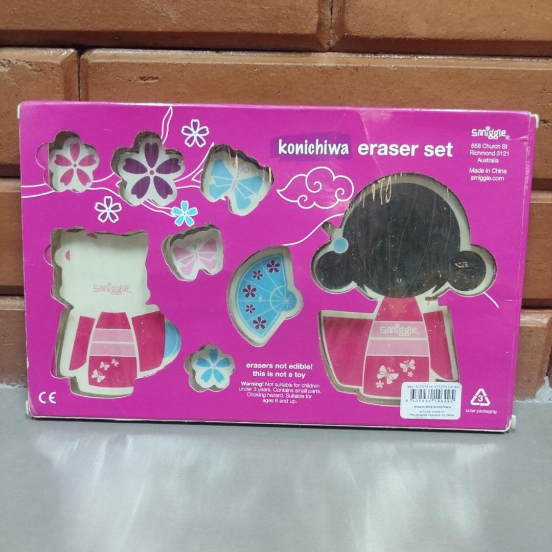 smiggle eraser set, Buku & Alat Tulis, Alat Tulis di Carousell