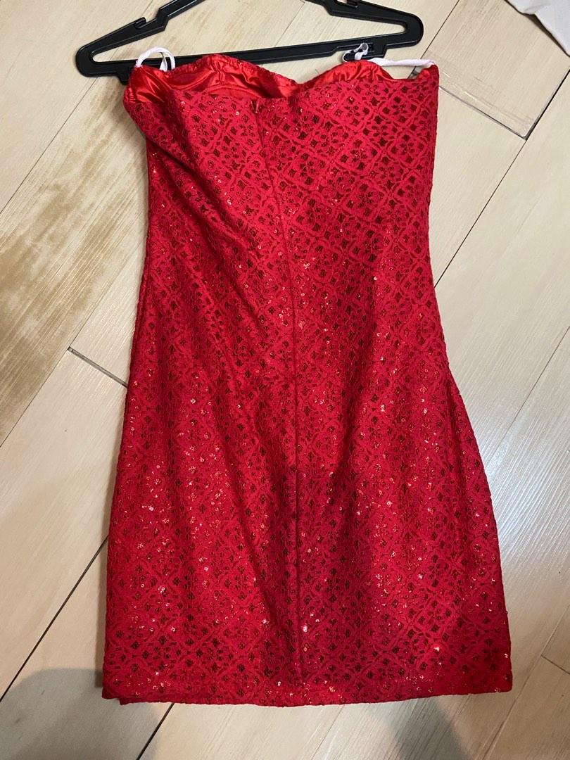 Tube Top Solid Color Slit Dress