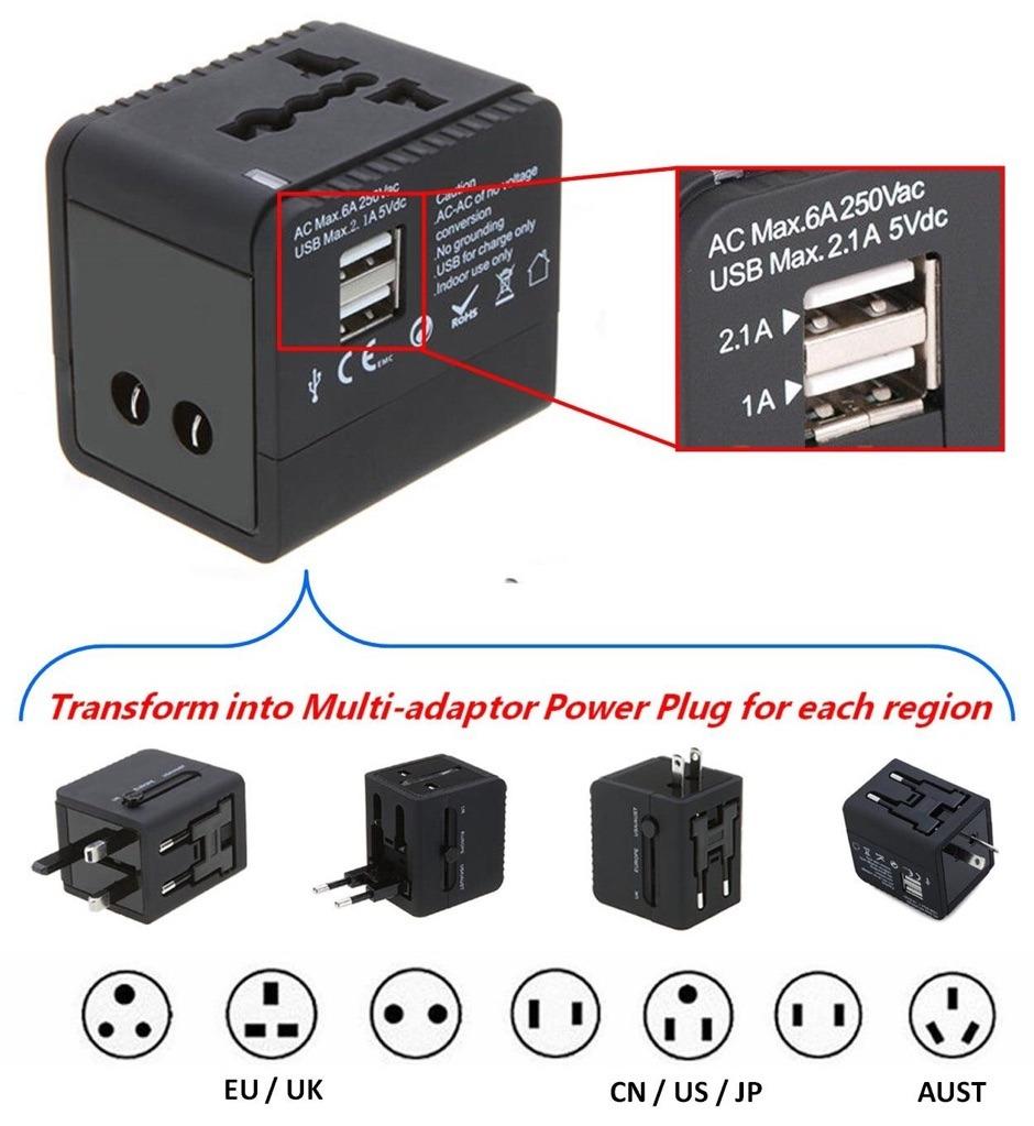 Universal Travel Power Adapter with USB Port MMZ1956, Hobbies & Toys ...